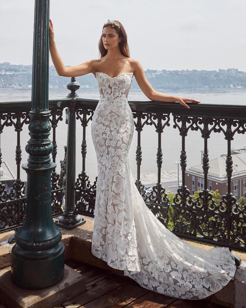 124108 sexy strapless wedding dress with lace and sweetheart neckline2
